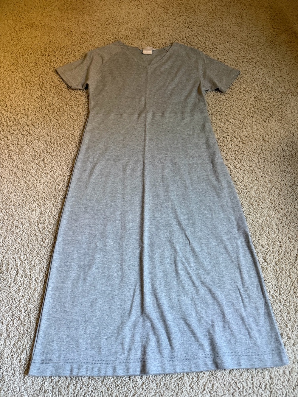 Laura Ashley Gray Short-Sleeve V-Neck Maxi Dress